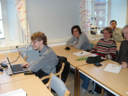 A few smiling students